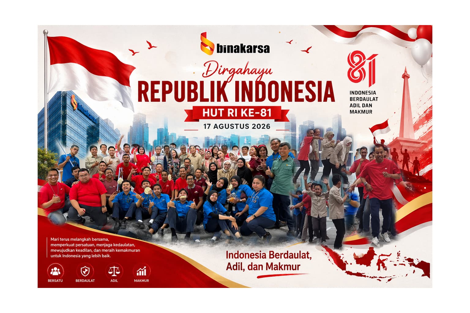 PT Binakarsa Swadaya Meriahkan HUT RI ke-81 dengan Semangat Kebersamaan